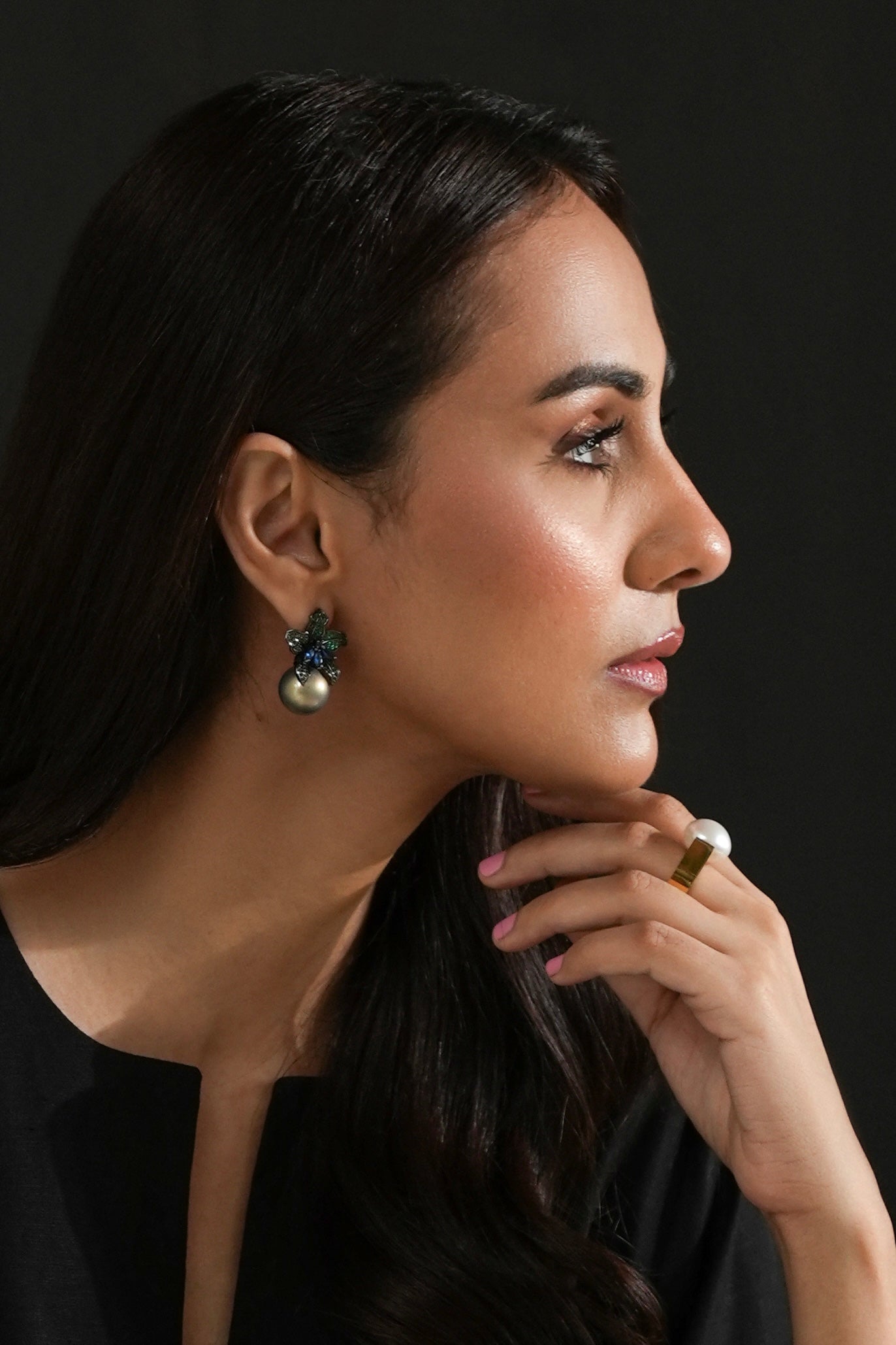 Safir Esmeralda Gray Pearl drops