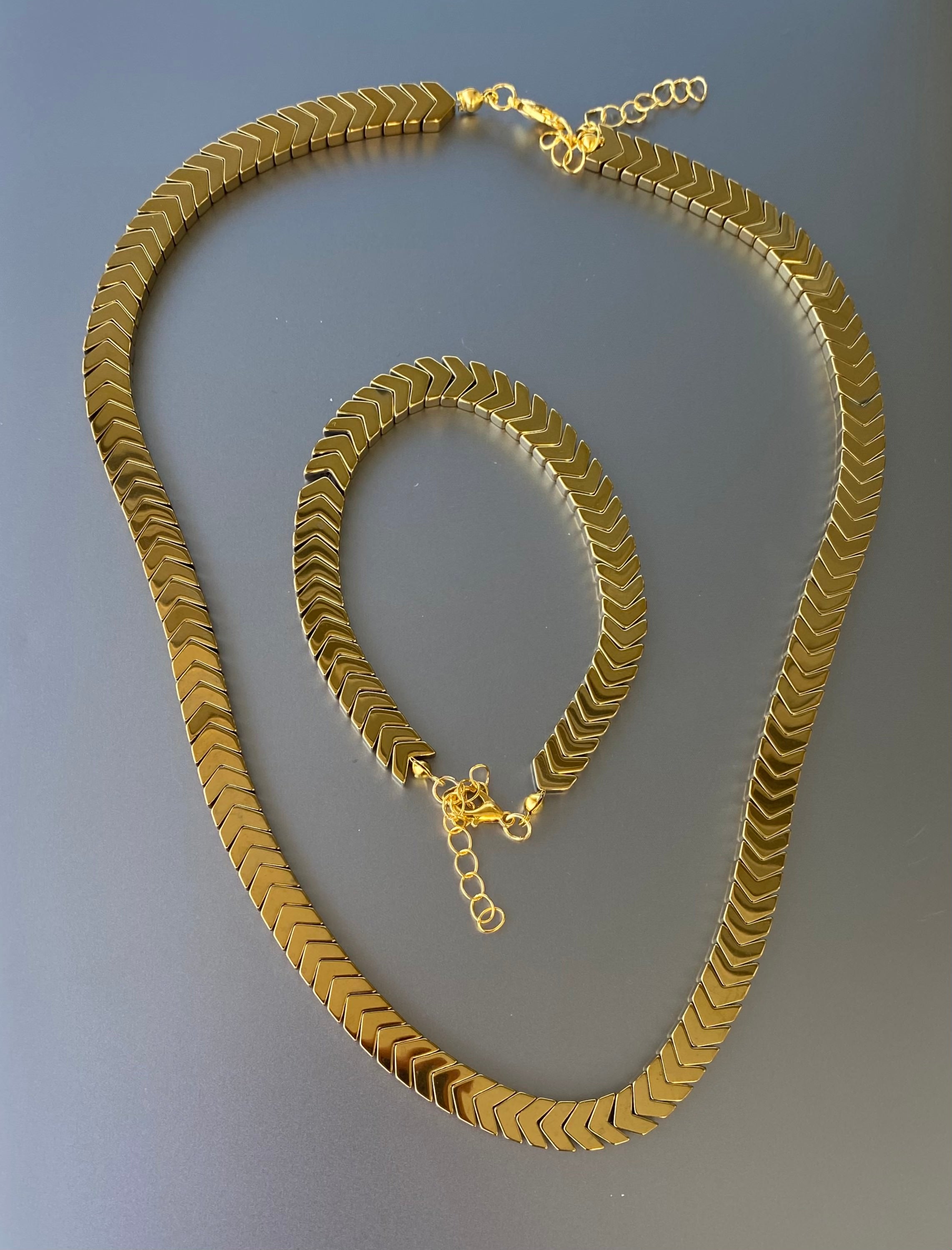 Statement Chevron Necklace in Gold