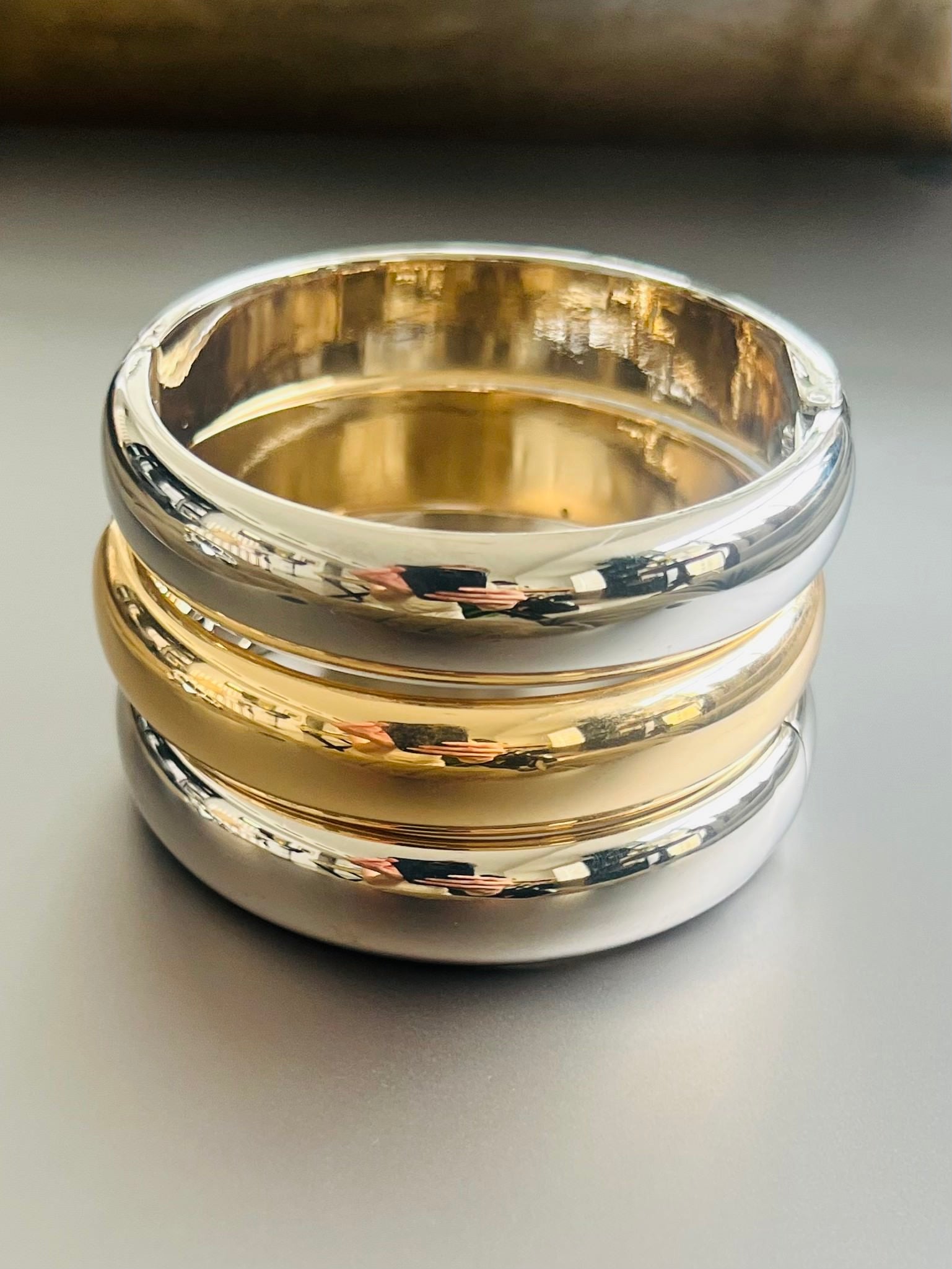 Chunky Mirrored Silver Bangle