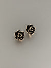 Nero Enamel Stone-Studded Flower Earrings
