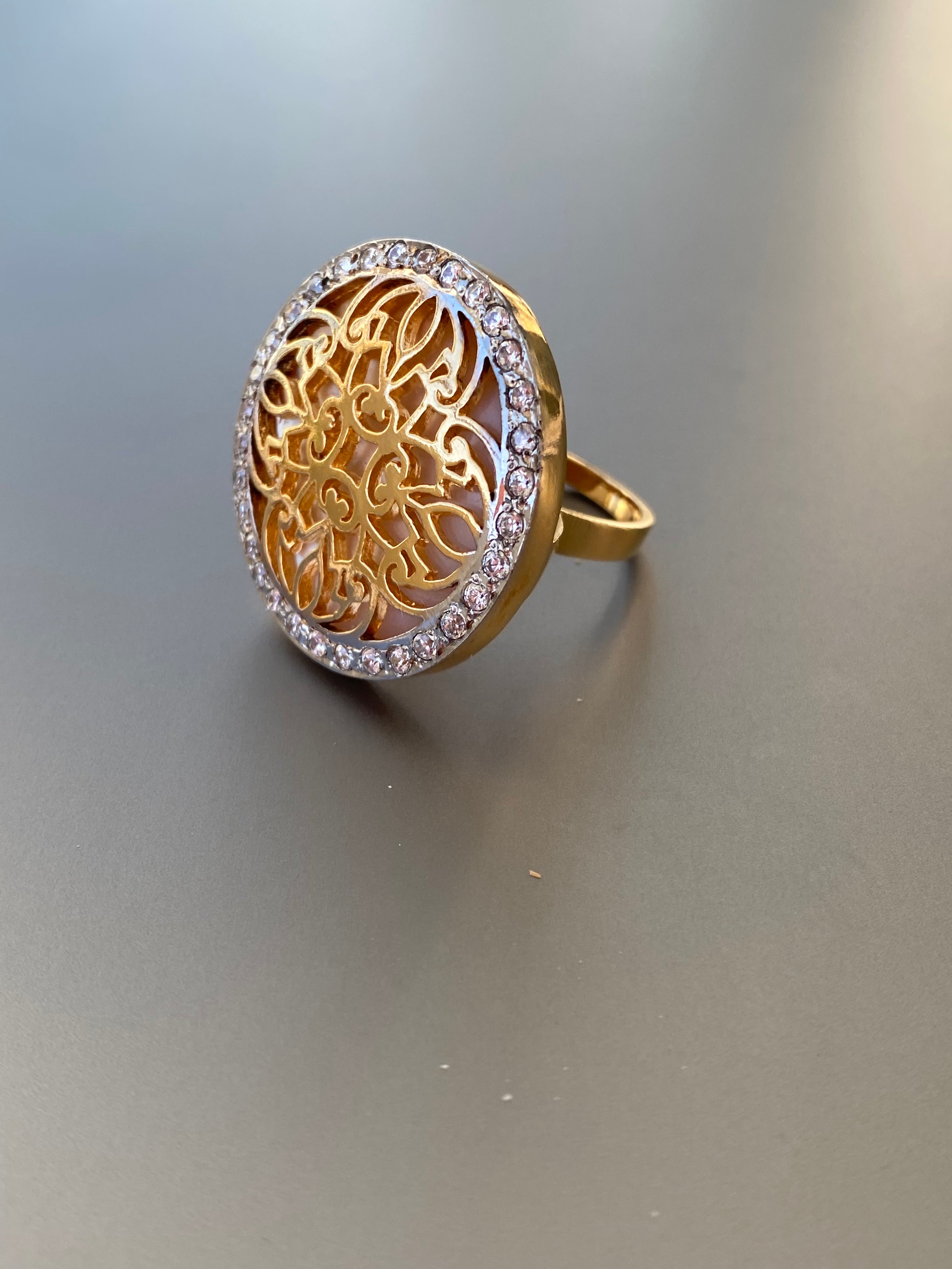 Statement Malka Ring in Mother-of-Pearl  From the Talakari Series