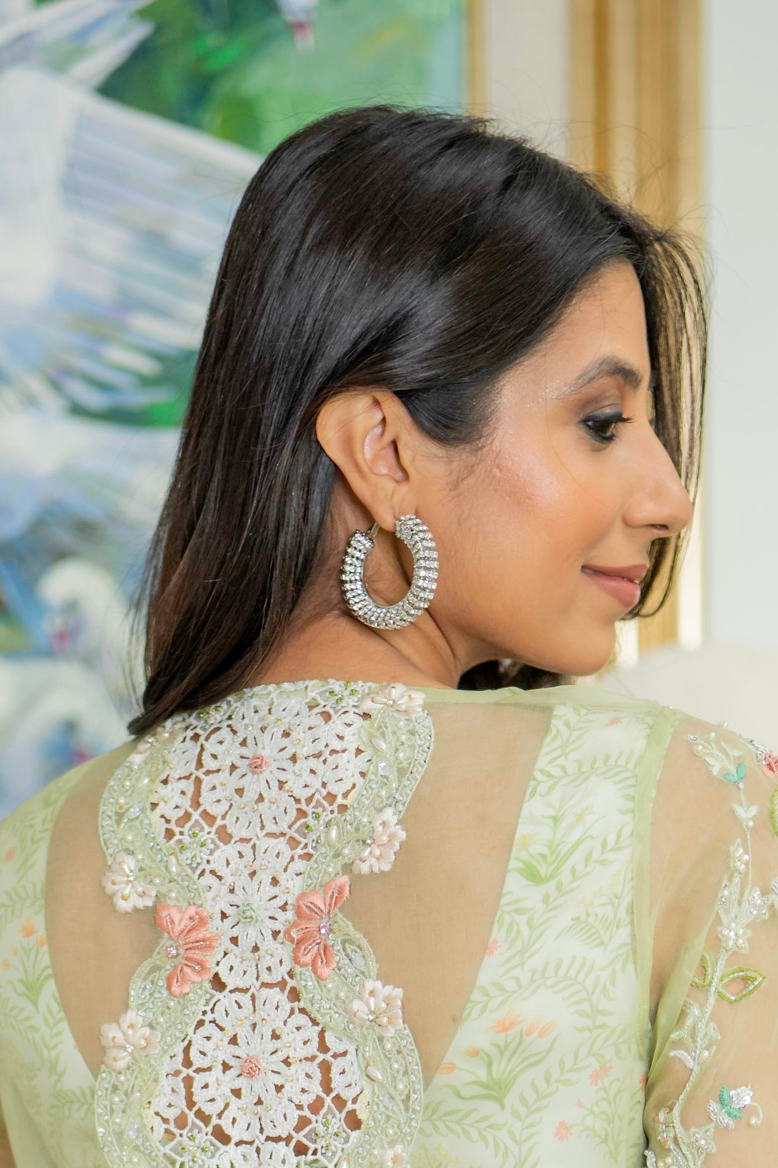 Statement Studded Crystal Hoops