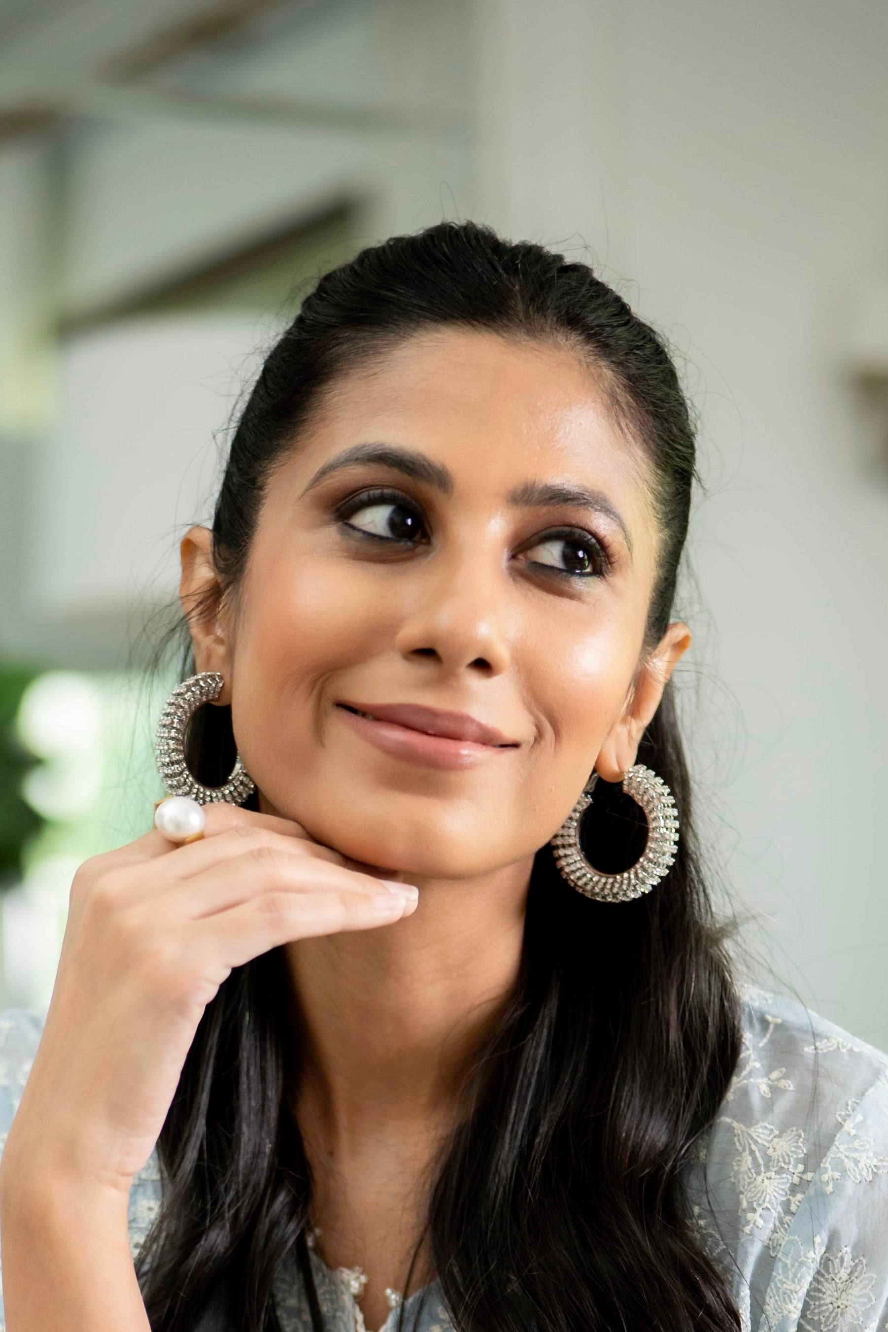 Statement Studded Crystal Hoops