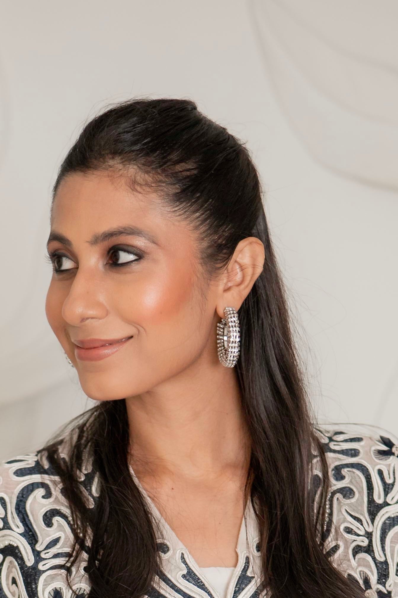 Statement Studded Crystal Hoops