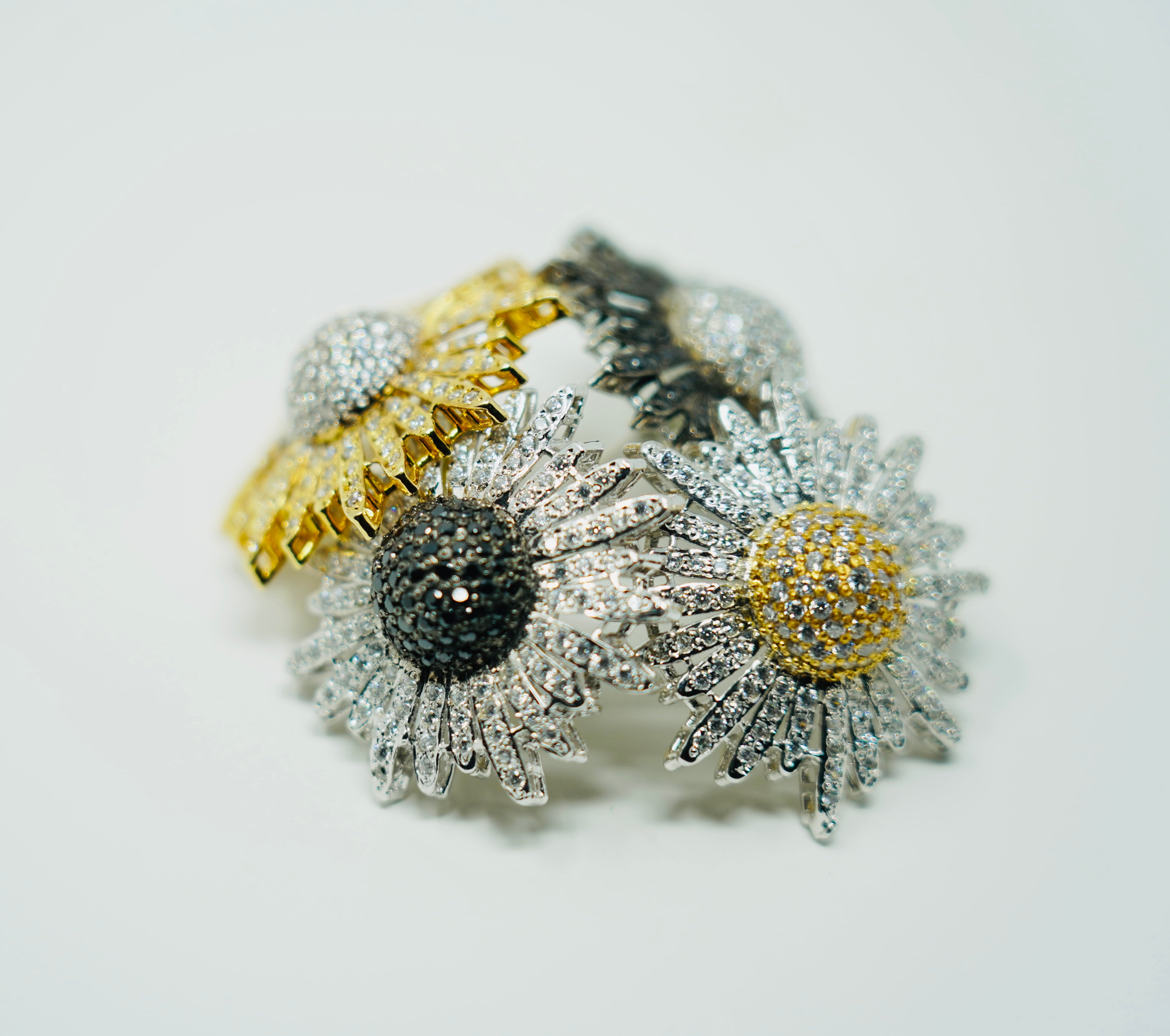 Sunflower Flip Earrings in White & Black