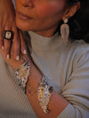 Luminous Leaf Cuff in silver tone
