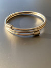 Wraparound Ribbed Bangle in Rhodium