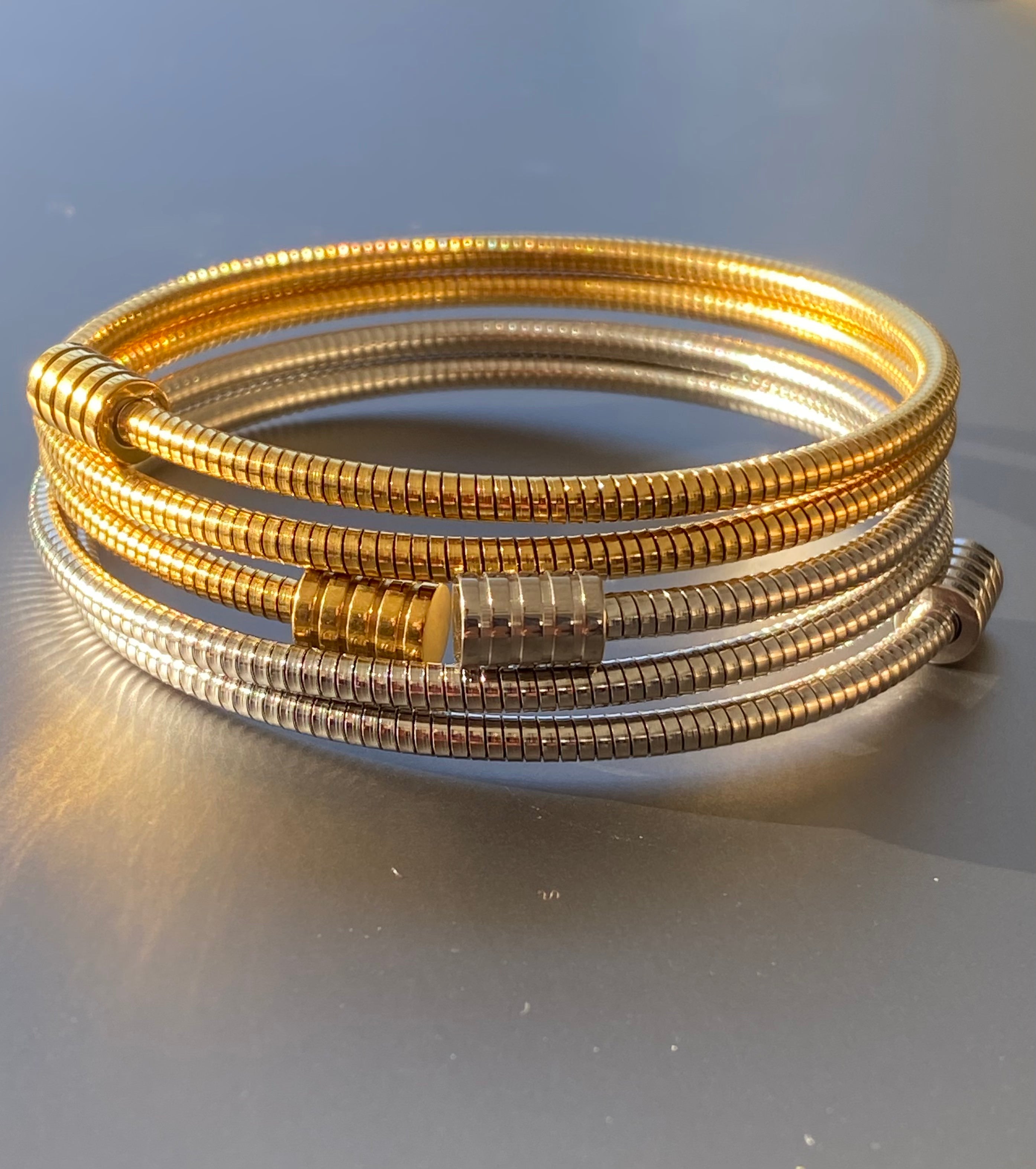 Wraparound Ribbed Bangle in Rhodium